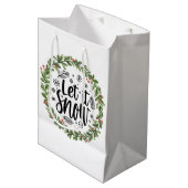 Laat het Waterverf Wreath sneeuwen Medium Cadeauzakje (Voorkant Gekanteld)