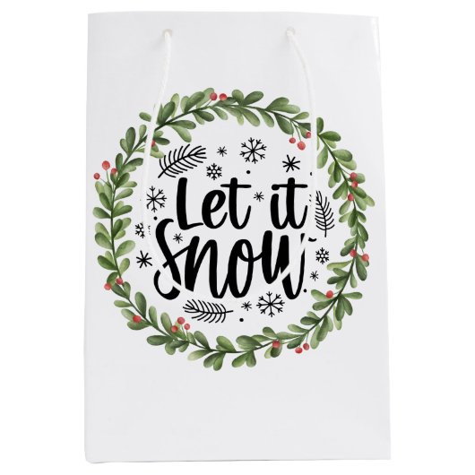 Laat het Waterverf Wreath sneeuwen Medium Cadeauzakje (Voorkant)