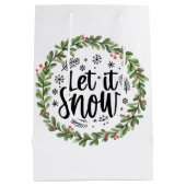 Laat het Waterverf Wreath sneeuwen Medium Cadeauzakje (Achterkant)