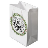 Laat het Waterverf Wreath sneeuwen Medium Cadeauzakje (Achterkant Gekanteld)