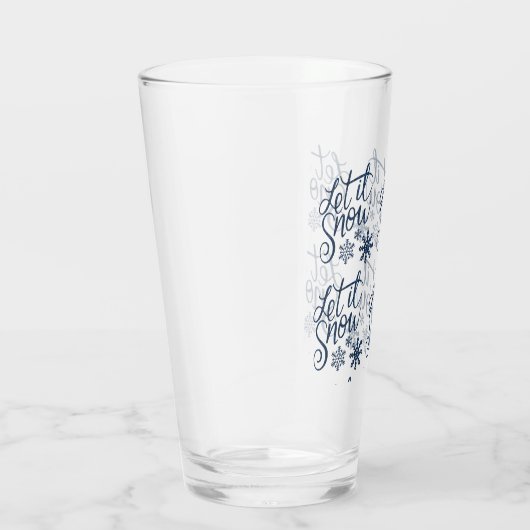 Laat het winter glitter Blue Script sneeuwen Glas (Rechts)