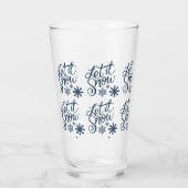 Laat het winter glitter Blue Script sneeuwen Glas (Voorkant)