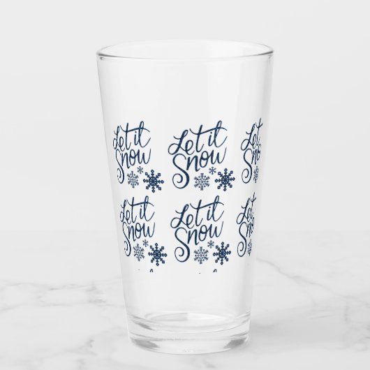 Laat het winter glitter Blue Script sneeuwen Glas (Voorkant)