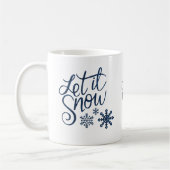 Laat het winter glitter Blue Script sneeuwen Koffiemok (Links)