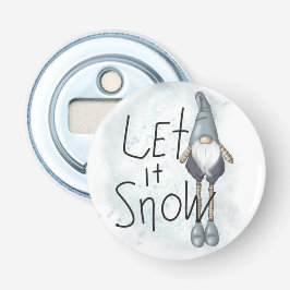 Laat het wintergnome sneeuwen button flesopener