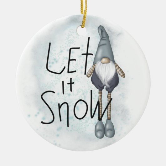 Laat het wintergnome sneeuwen keramisch ornament (Voorkant)