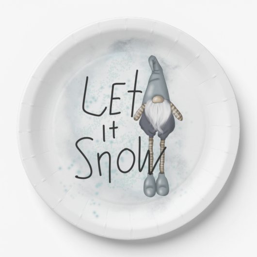 Laat het wintergnome sneeuwen papieren bordje (Voorkant)