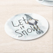 Laat het wintergnome sneeuwen ronde kartonnen onderzetter (Gebogen)