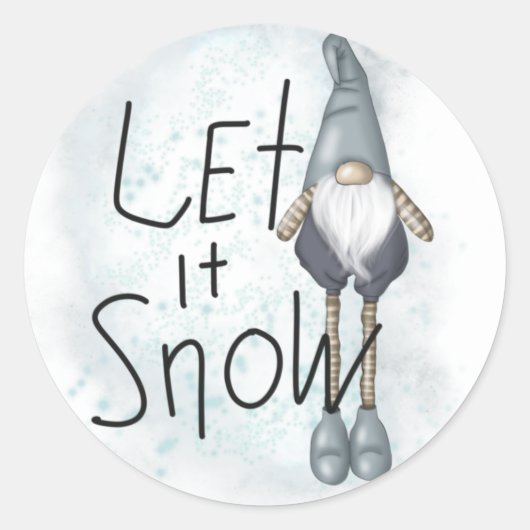 Laat het wintergnome sneeuwen ronde sticker (Voorkant)
