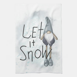 Laat het wintergnome sneeuwen theedoek