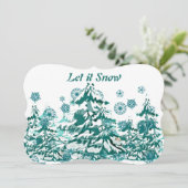 Laat het winterkerstbos op sneeuw passen feestdagenkaart (Staand voorkant)