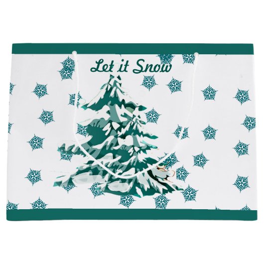 Laat het winterkerstbos op sneeuw passen groot cadeauzakje (Voorkant)