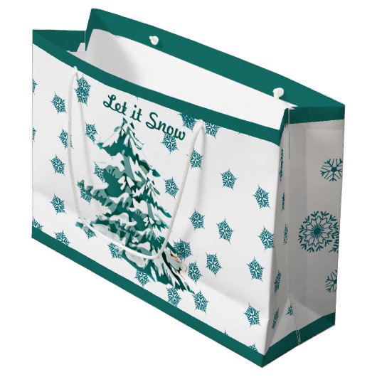 Laat het winterkerstbos op sneeuw passen groot cadeauzakje (Voorkant Gekanteld)