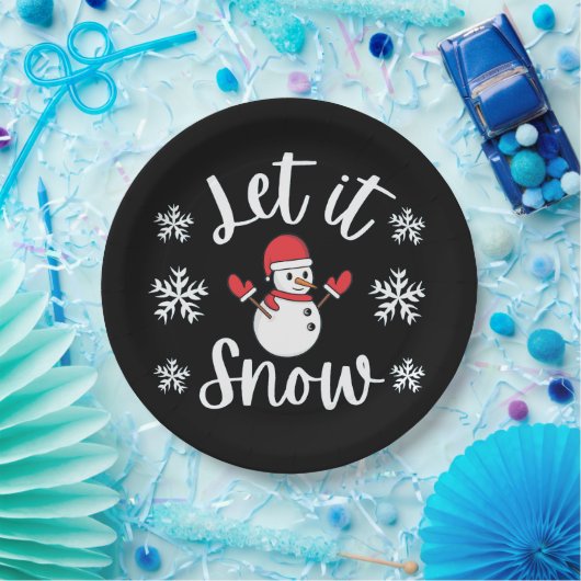 Laat het winterkerstfeest gaan sneeuwen papieren bordje (Feest)