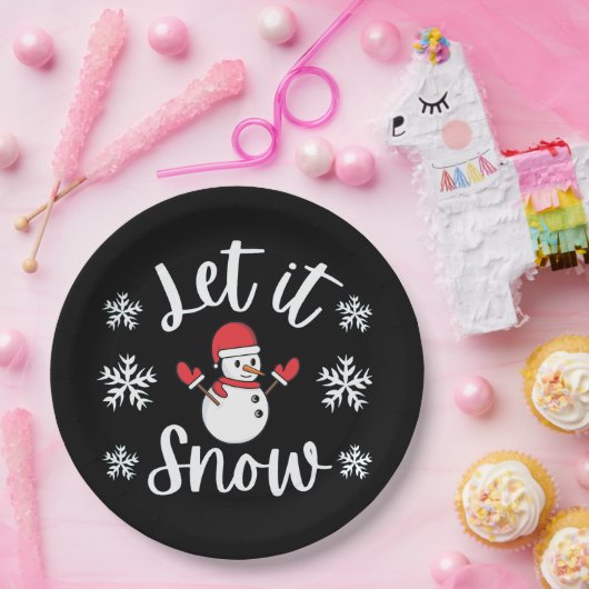 Laat het winterkerstfeest gaan sneeuwen papieren bordje (Feest)