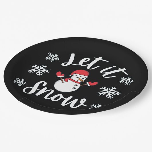 Laat het winterkerstfeest gaan sneeuwen papieren bordje (Gekanteld)