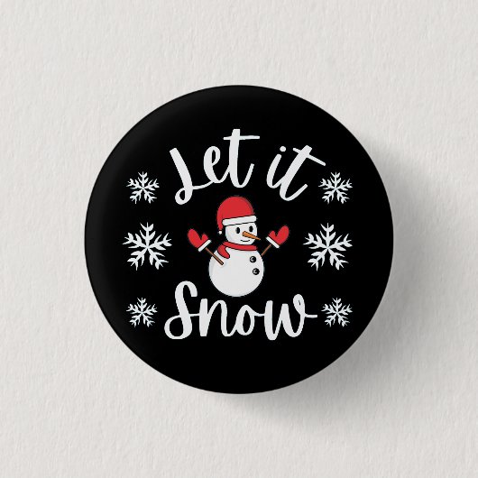 Laat het winterkerstfeest gaan sneeuwen ronde button 3,2 cm (Voorkant)