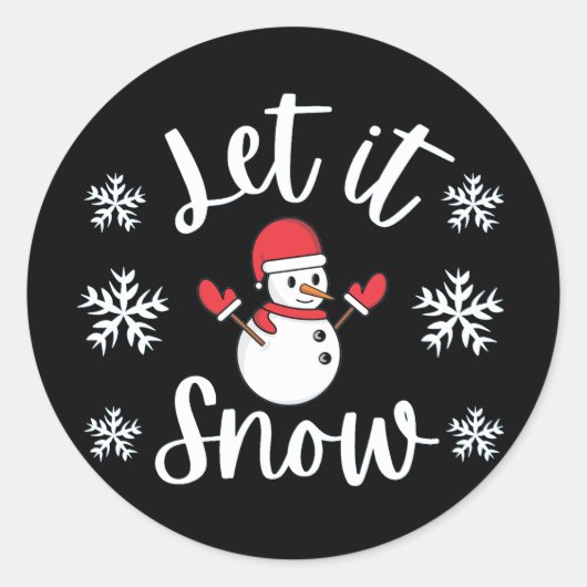 Laat het winterkerstfeest gaan sneeuwen ronde sticker (Voorkant)