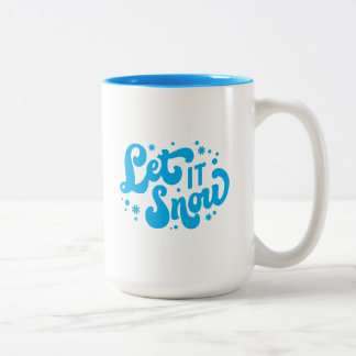 Laat het winterontwerp sneeuwen tweekleurige koffiemok