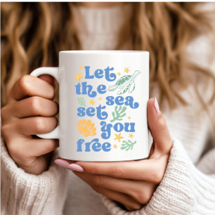 Laat het Zee je bevrijden - Retro Summer Quote Koffiemok