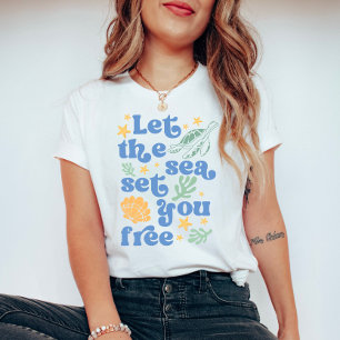 Laat het Zee je bevrijden - Retro Summer Quote T-shirt