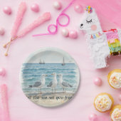 Laat het Zee je bevrijden - Strand en Zeemeeuw Wat Papieren Bordje (Feest)