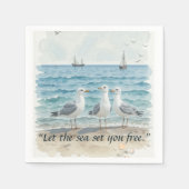 Laat het Zee je bevrijden - Strand en Zeemeeuw Wat Servet (Voorkant)
