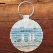 Laat het Zee je bevrijden - Strand en Zeemeeuw Wat Sleutelhanger (Achterkant)