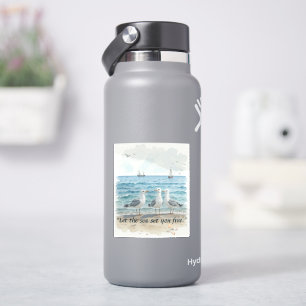 Laat het Zee je bevrijden - Strand en Zeemeeuw Wat Sticker