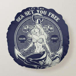 Laat het Zee je ronddraaien Gratis Sierkussen Rond Kussen