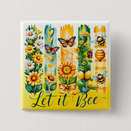 Laat het zijn vierkante button 5,1 cm (Voorkant)