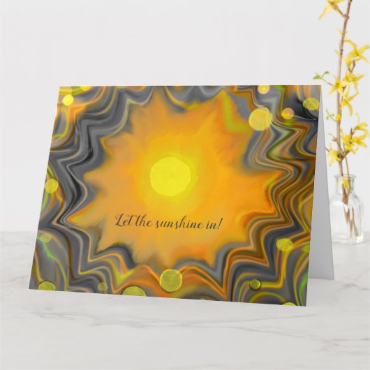 Laat het Zonlicht in Retro Liefde  Kaart (Gele Bloem)