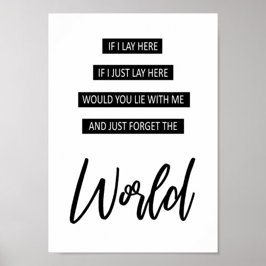 Laat hier de wereld vergeten die auto's langs Lyri Poster (Voorkant)