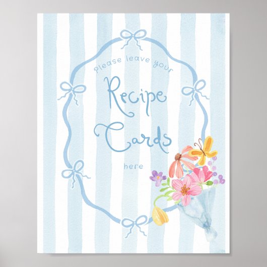 Laat hier uw receptenkaart achter Blue Floral Mark Poster (Voorkant)