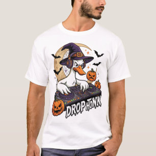 Laat Honk Dj Goose Halloween Heksenhoed Pompoenen T-shirt