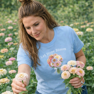 Laat hoop bloeien Hemelblauwe bloemboeket inspirat T-shirt