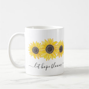 Laat Hope Bloom Quote Sunflower Floral Koffiemok