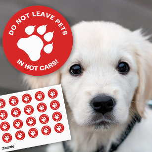 Laat huisdieren niet achter in warme auto's met wi ronde sticker