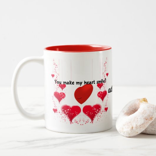 Laat hun hart glimlachen - Love Mok CustomisedDesi (Met donut)