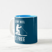 Laat hun hiel vrij telemarkkiën zijn tweekleurige koffiemok (Voorkant links)