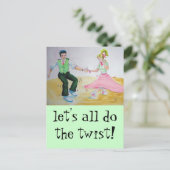 Laat iedereen de twist swing dansers doen briefkaart (Staand voorkant)