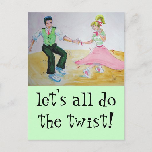 Laat iedereen de twist swing dansers doen briefkaart (Voorkant)