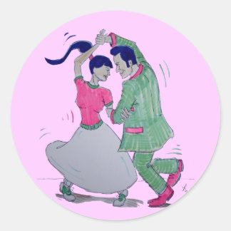 Laat iedereen de twist swing dansers doen ronde sticker
