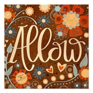 Laat Inspirerend Hart Bloemen  Foto Afdruk