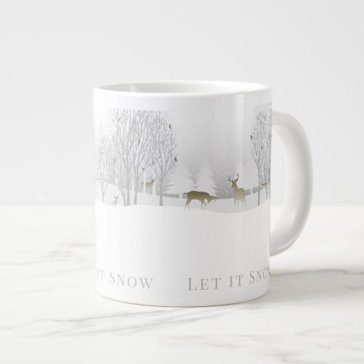 Laat is sneeuw, Winter Woodland Scene met Deer Grote Koffiekop (Voorkant rechts)