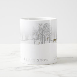 Laat is sneeuw, Winter Woodland Scene met Deer Grote Koffiekop