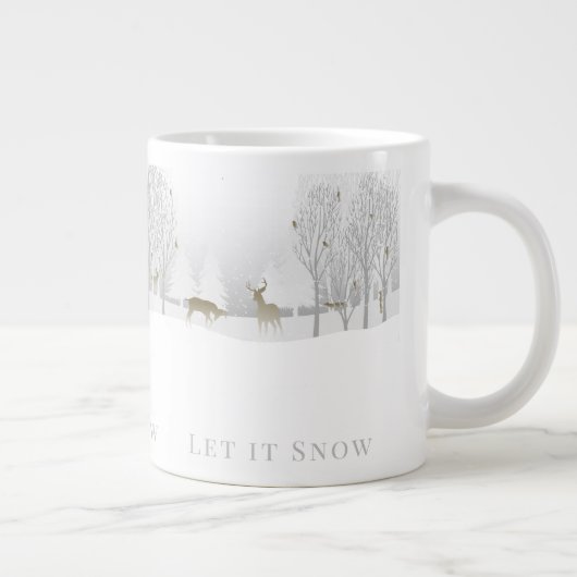 Laat is sneeuw, Winter Woodland Scene met Deer Grote Koffiekop (Rechts)