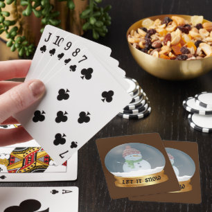 LAAT IT EEN grappige sneeuwpop IN wereldbol GEVEN Pokerkaarten