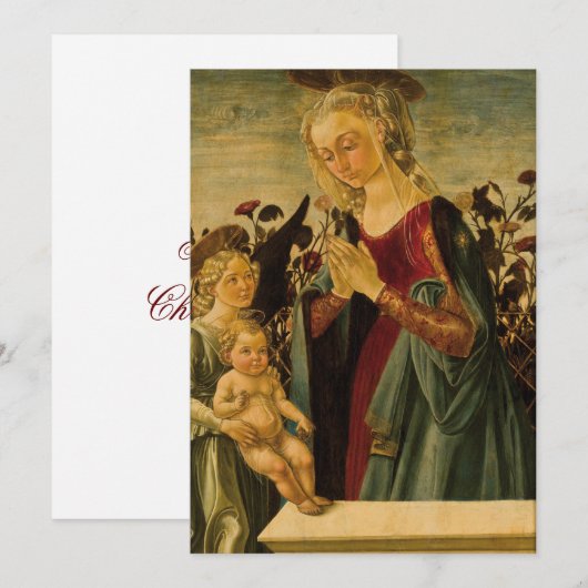 Laat Italiaanse Renaissance Madonna, Kind en Engel Kaart (Voorkant / Achterkant)
