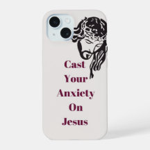 "Laat je angst over aan Jezus" iPhone 15 hoesje 
